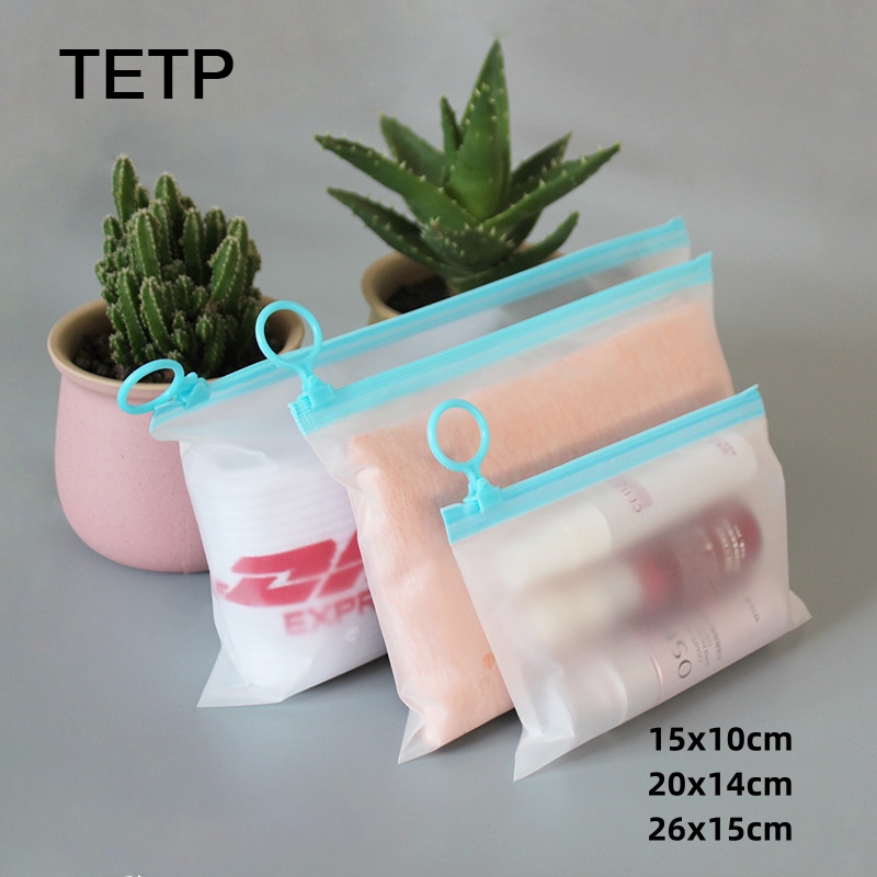 Travel Ziplock Bags - TETP Frosted Zipper Bags With Blue