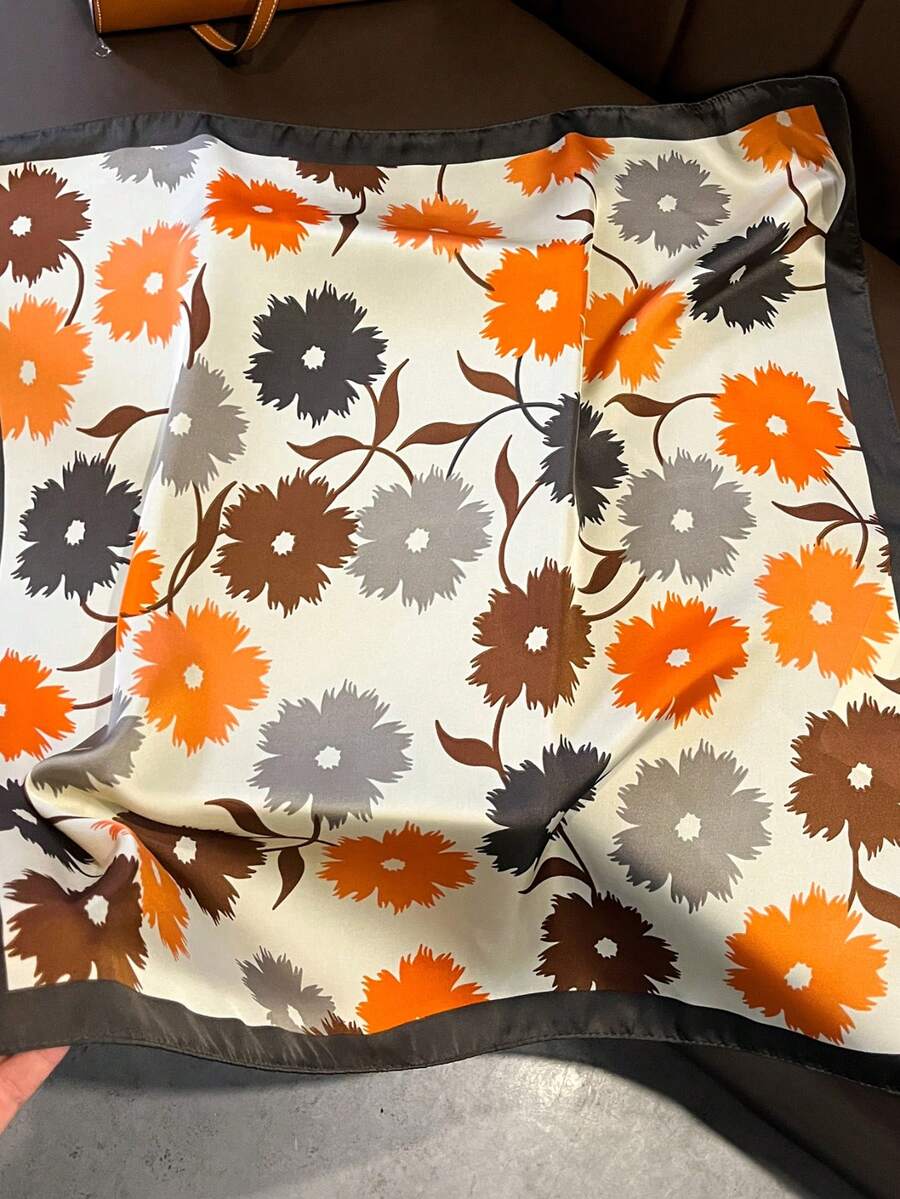 Travel Accessories Unisex - 1pc Spring/Summer New Orange Floral Scarf,