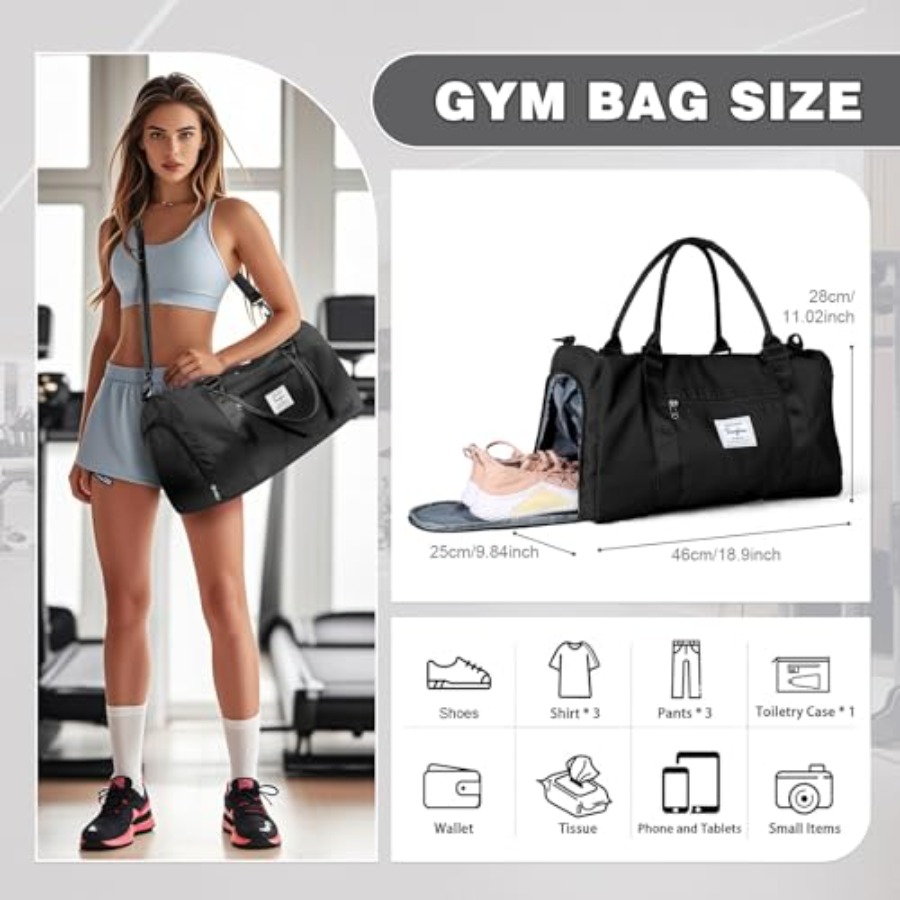 Small Black Sports Gym Duffel  - đánh giá và giá Shoe Bag Travel