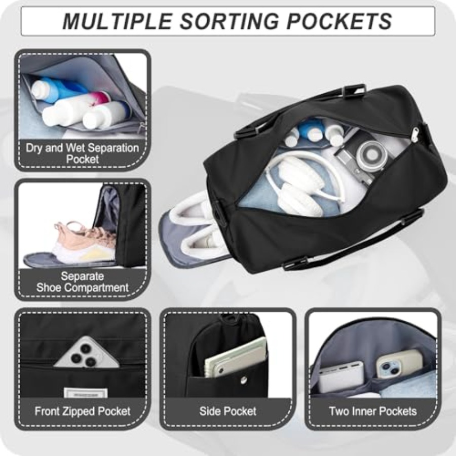 Small Black Sports Gym Duffel  - đánh giá và giá Shoe Bag Travel